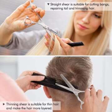 Professional Hair Cutting Scissors Set 11Pcs Haircut Scissors Thinning Shears Multi-Use Haircut Kit Hairdressing Scissors Hair Cutting Shears for Barber Salon Home Hair Shears for Women Men