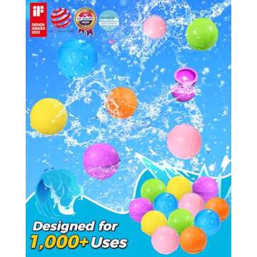 SOPPYCID Reusable Magnetic Water Balloons, Silicone Self Sealing Water Balls, Quick Refill Soft Water Bombs for Outdoor Summer Splash Party, Water Fight Game 12Pack