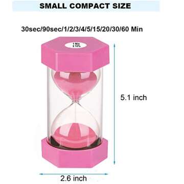 2 Minute Sand Timer Hourglass SuLiao: Colorful Sand Watch, Lager Pink Sand Clock, Reloj de Arena 2 Minuto, Plastic Hour Glass Sandglass Timer for Kids, Games, Classroom, Kitchen, Decoration