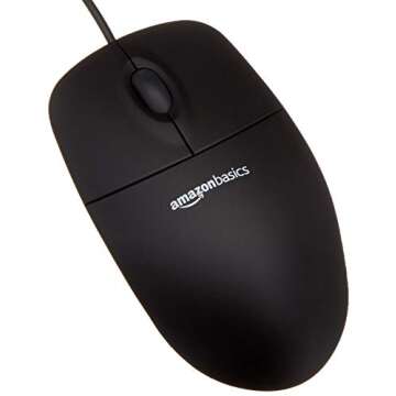 Amazon Basics USB Wired Computer Keyboard (QWERTY) and Mouse Bundle Pack, Black