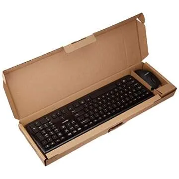 Amazon Basics USB Wired Computer Keyboard (QWERTY) and Mouse Bundle Pack, Black