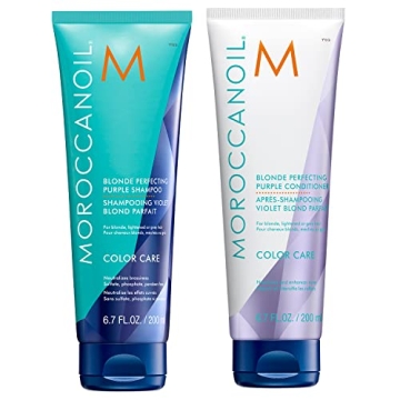 Moroccanoil Blonde Perfecting Purple Shampoo and Conditioner Bundle for Gorgeous Hair