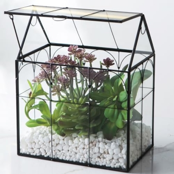 Giadun Large Glass Terrarium House Planter – Stylish Succulent Planter with Lid for Indoor Use