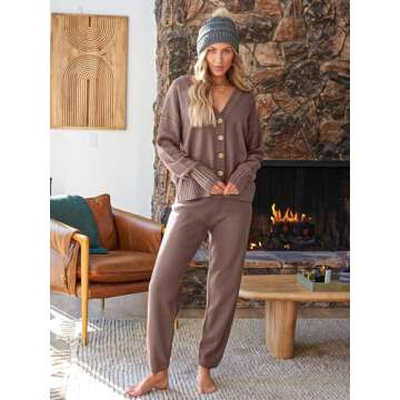 LILLUSORY Womens 2 Two Piece Lounge Sets Sweater Matching Loungewear 2025 Fall Winter Fashion Trendy...