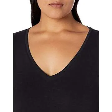 Amazon Essentials Women's Short-Sleeve V-Neck T-Shirt (Available in Plus Size), Black, 2X