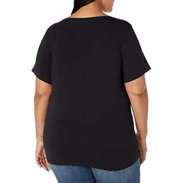 Amazon Essentials Women's Short-Sleeve V-Neck T-Shirt (Available in Plus Size), Black, 2X