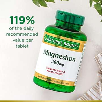 Nature's Bounty Magnesium 500mg Tablets, Supports Bone & Muscle Health, Twin Pack, 400 Tablets