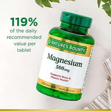 Nature's Bounty Magnesium 500mg Tablets, Supports Bone & Muscle Health, Twin Pack, 400 Tablets