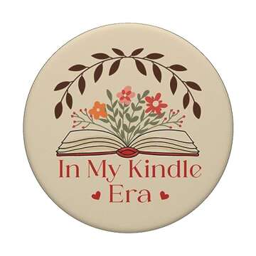In My Kindle Era Botanical Flowers Book Lover PopSockets Adhesive PopGrip