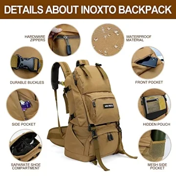 INOXTO 40L Waterproof Hiking Backpack for All Adventures