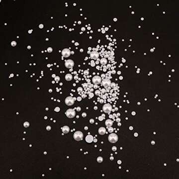 SAVITA 5600Pcs 2/3/4/5/6/8/10mm White Flat Back Pearl Half Round Pearls Beads Satin Luster Loose Beads Gems for DIY Craft Necklaces Bracelets Jewelry Decorations Wedding Dress Nail Art Making