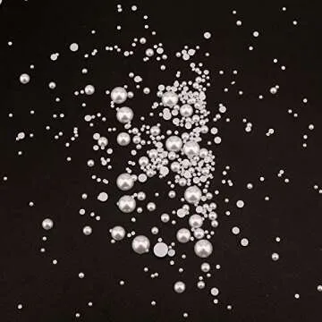 SAVITA 5600Pcs 2/3/4/5/6/8/10mm White Flat Back Pearl Half Round Pearls Beads Satin Luster Loose Beads Gems for DIY Craft Necklaces Bracelets Jewelry Decorations Wedding Dress Nail Art Making