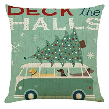 Acronde Christmas Throw Pillow Covers 4PCS Durable Cotton Linen