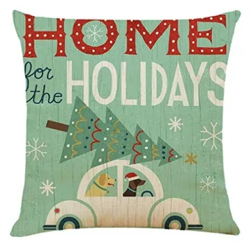 Acronde Christmas Throw Pillow Covers 4PCS Durable Cotton Linen