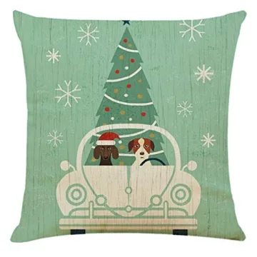 Acronde Christmas Throw Pillow Covers 4PCS Durable Cotton Linen