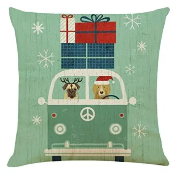 Acronde Christmas Throw Pillow Covers 4PCS Durable Cotton Linen