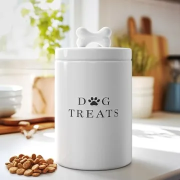 Rustic Ceramic Dog Treat Jar - Airtight and Stylish