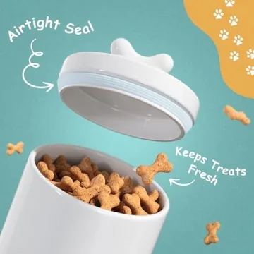 Rustic Ceramic Dog Treat Jar - Airtight and Stylish