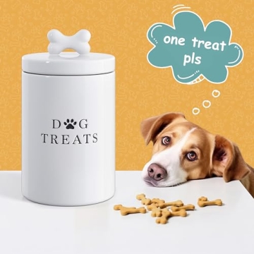Rustic Ceramic Dog Treat Jar - Airtight and Stylish