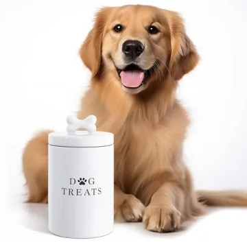 Rustic Ceramic Dog Treat Jar - Airtight and Stylish