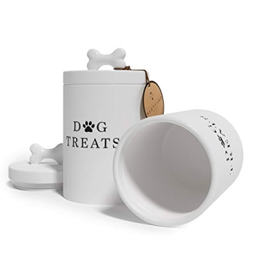 Rustic Ceramic Dog Treat Jar - Airtight and Stylish