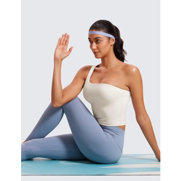 CRZ YOGA Women One Shoulder Longline Sports Bra - Milky White