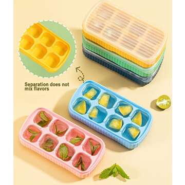 Mini Ice Cube Trays for Freezer, Silicone Ice Cube Trays with Lid for Mini Fridge, Small Ice Cube Mo...