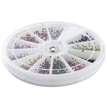 Nail Art Rhinestones Fake Pearl Gems Jewelry Decorations Manicure Wheel (1 Wheel, Small Multi Color)