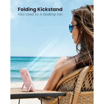 Gaiatop Pink Portable Handheld Fan with Mirror and Light