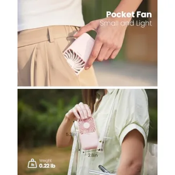 Gaiatop Pink Portable Handheld Fan with Mirror and Light