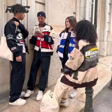 Vamtac Varsity Jacket Motorcycle Men Racing Coats Baseball Oversized Vintage Streetwear with Pocket