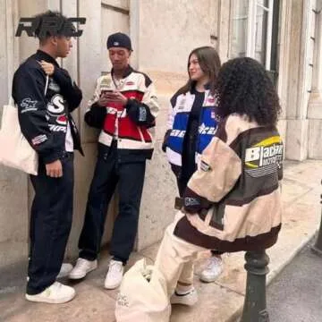 Vamtac Varsity Jacket Motorcycle Men Racing Coats Baseball Oversized Vintage Streetwear with Pocket