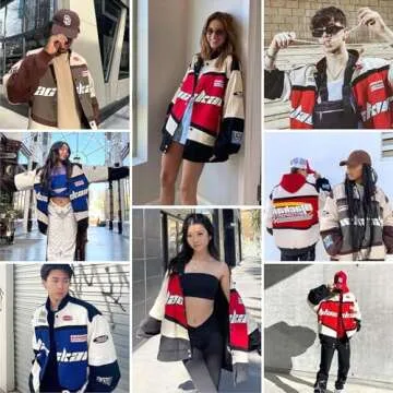 Vamtac Varsity Jacket Motorcycle Men Racing Coats Baseball Oversized Vintage Streetwear with Pocket