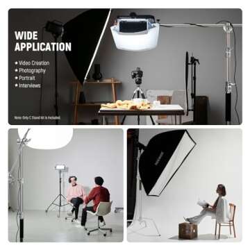 Neewer 100% Stainless Steel C-Stand (2-Pack), Pro Heavy-Duty Photography Light Stand with 4.2ft/1.28m Extension Arm, Grip Head, Turtle Base for Monolight, Softbox, Reflector, Max Height: 10.5ft/3.2m