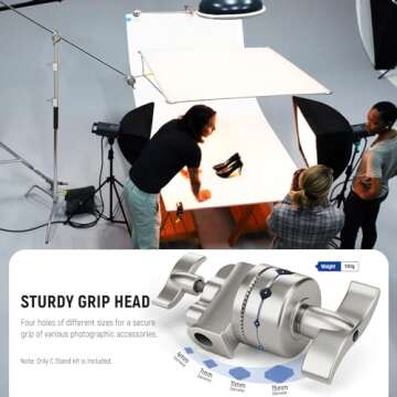 Neewer 100% Stainless Steel C-Stand (2-Pack), Pro Heavy-Duty Photography Light Stand with 4.2ft/1.28m Extension Arm, Grip Head, Turtle Base for Monolight, Softbox, Reflector, Max Height: 10.5ft/3.2m