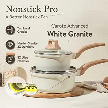 CAROTE Nonstick Sauce Pan Set PFOA Free Easy Clean