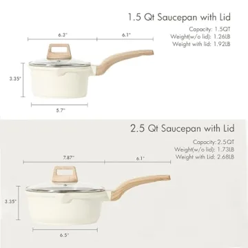 CAROTE Nonstick Sauce Pan Set PFOA Free Easy Clean