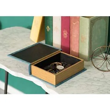 Decorative Vintage Book Shaped Trinket Storage Box - Blue