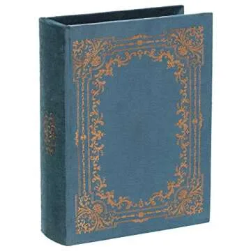 Decorative Vintage Book Shaped Trinket Storage Box - Blue