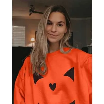 Womens Halloween Pumpkin Sweatshirts Pullover Cozy Style
