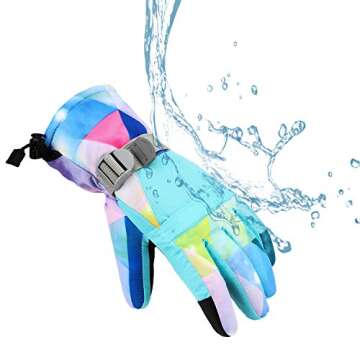 Yidomto Ski Gloves, Waterproof Touchscreen Snow Gloves, Warm Winter Gloves for Cold Weather, Thermal Snowboarding Gloves - for Men Women Kids Boys and Girls (Light Blue-L)