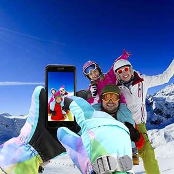 Yidomto Ski Gloves, Waterproof Touchscreen Snow Gloves, Warm Winter Gloves for Cold Weather, Thermal Snowboarding Gloves - for Men Women Kids Boys and Girls (Light Blue-L)