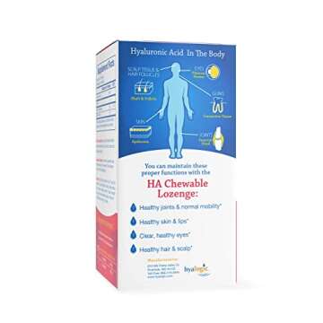 Hyalogic Hyaluronic Acid Chewable Lozenge - Chewable Tablets for Joints, Skin Care & Eyes – Vegan, Sugar-Free and Berry Favored Hyaluronic Acid Supplements (60 Count)