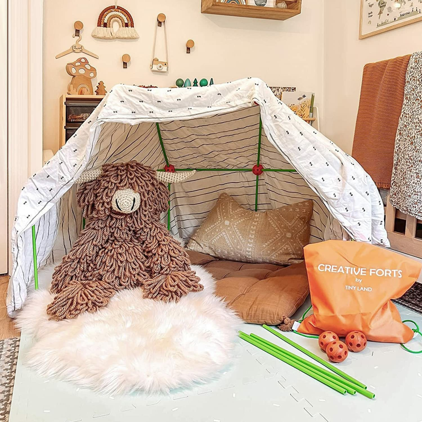 Tiny Land Fort Building Kit - 80 Pieces for Kids