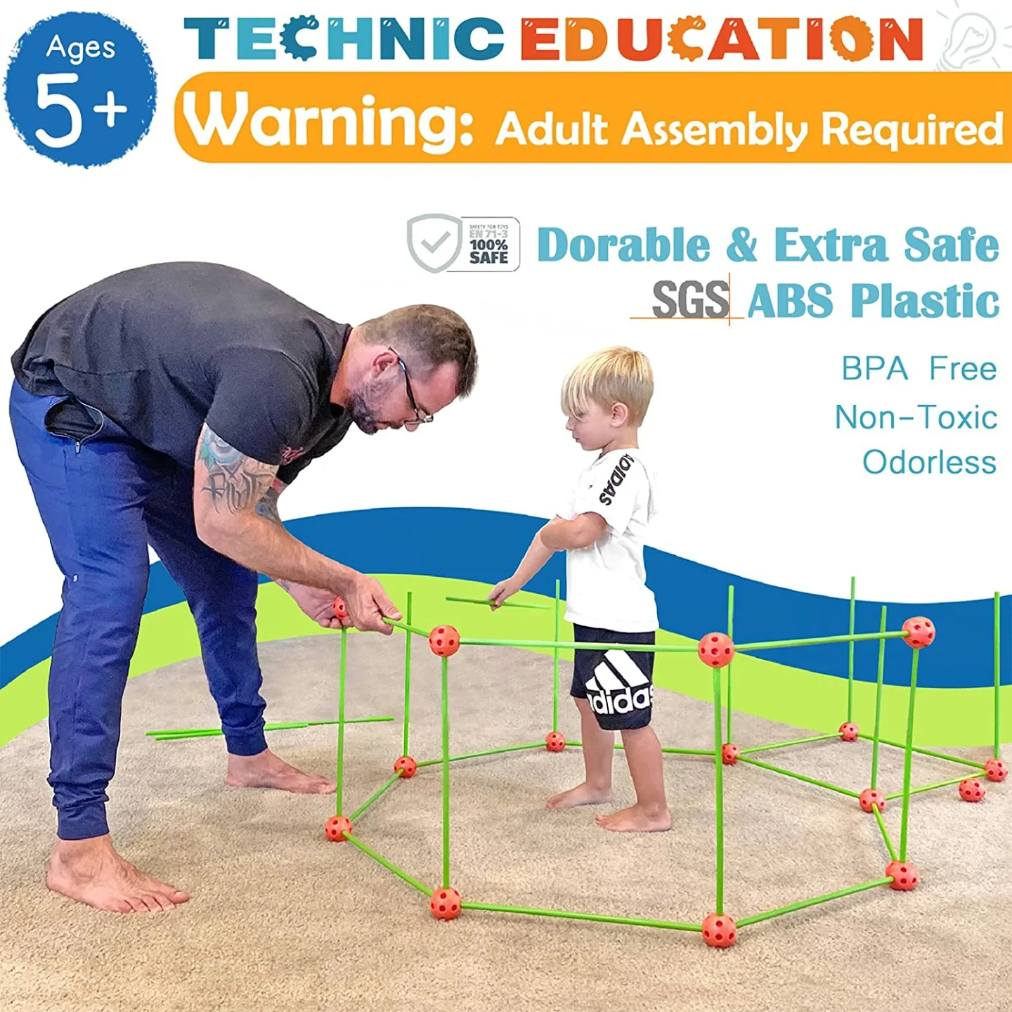 Tiny Land Fort Building Kit - 80 Pieces for Kids