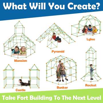 Tiny Land Fort Building Kit - 80 Pieces for Kids