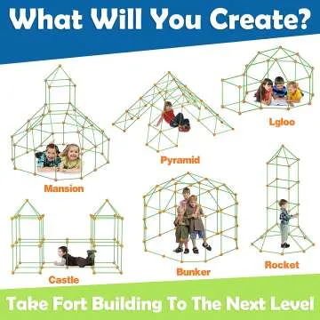 Tiny Land Fort Building Kit - 80 Pieces for Kids