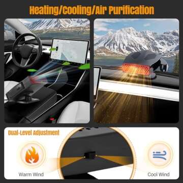 Car Heater, 12V 200W Portable Car Heaters and Defroster, Car Windshield Defogger and Defroster, Car Heater That Plugs into Cigarette Lighter, 2 In1 Fast Heating & Cooling Heater for All Cars