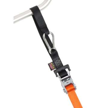 PowerTye 1.5in x 6.5ft Heavy Duty Ratchet Tie-Down Straps with Soft-Tye and Carabiner Hooks - 1,000 ...