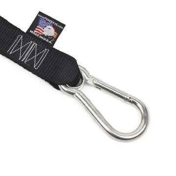 PowerTye 1.5in x 6.5ft Heavy Duty Ratchet Tie-Down Straps with Soft-Tye and Carabiner Hooks - 1,000 lb Working Load Limit / 3,000 lb Breaking Strength - Made in USA - Orange/Black Pair